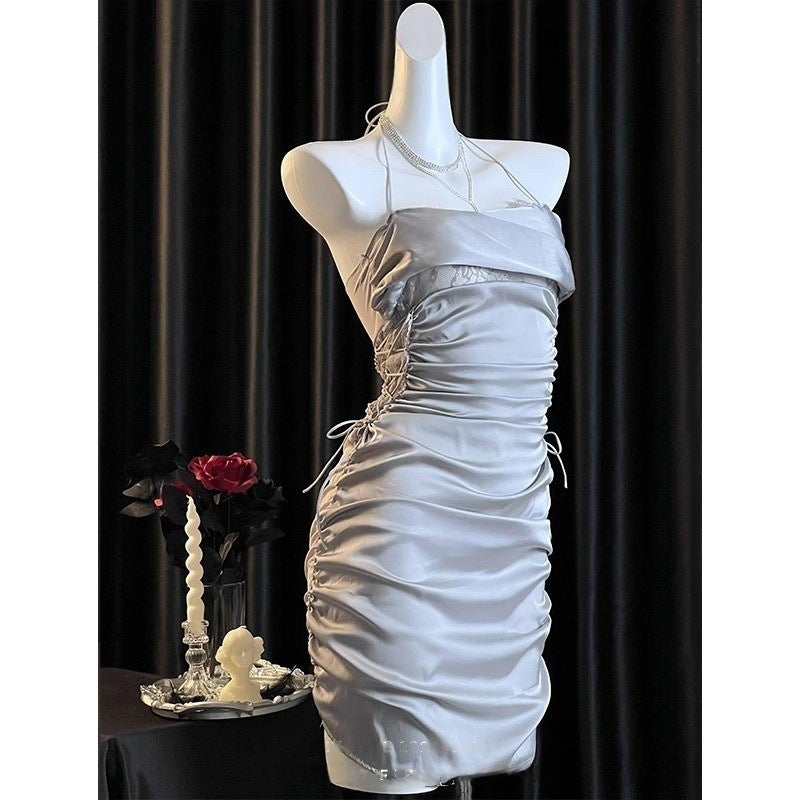 Sexy Lace Date Pajamas, Waist Slimming, Ice Silk Suspender Skirt, Pure Lusty Nightgown, Thin Style for Women