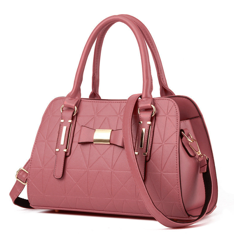Bow women's bag embossed handbag foreign trade large capacity shoulder bag wholesale messenger bag simple mother bag