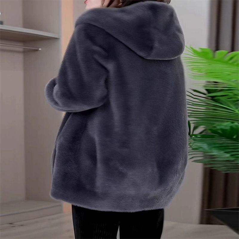 Popular one-piece hooded coat for women winter new middle-aged mom elegant warm western style mid-length coat