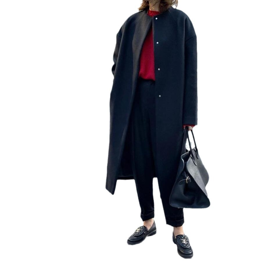 2026 Autumn/Winter New Style Lotte Ins Hot-Selling Loose Slimming Casual Simple Straight-Leg Coat Solid Color Overcoat for Women