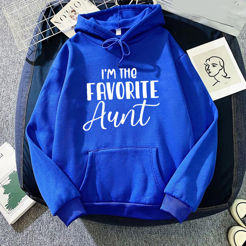I Am The Favorite Aunt likes aunt printed hooded hooded vests autumn and winter European and American men and women