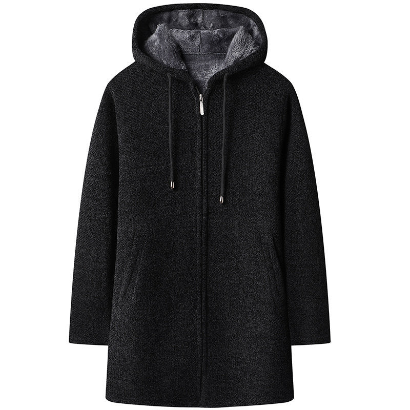 Good Quality Autumn and Winter New Men's Casual Mid-length Jacket All-match fleece-lined Coat Jacket 6619-P55