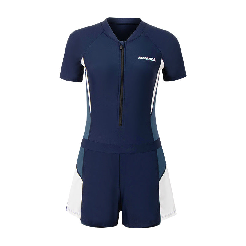 Swimwear Women's New Style Conservative Large Size Swimwear Flesh-Covering Slimming Girls' Professional Sports Hot Spring Swimwear