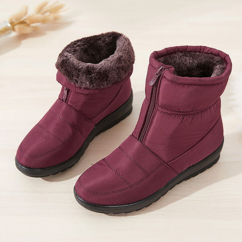 Women's Winter Snow Boots with Plush Lining, Waterproof Short Boots, Warm and Thickened, Cross-Border Women's Boots, Waterproof Large-Size Women's Shoes