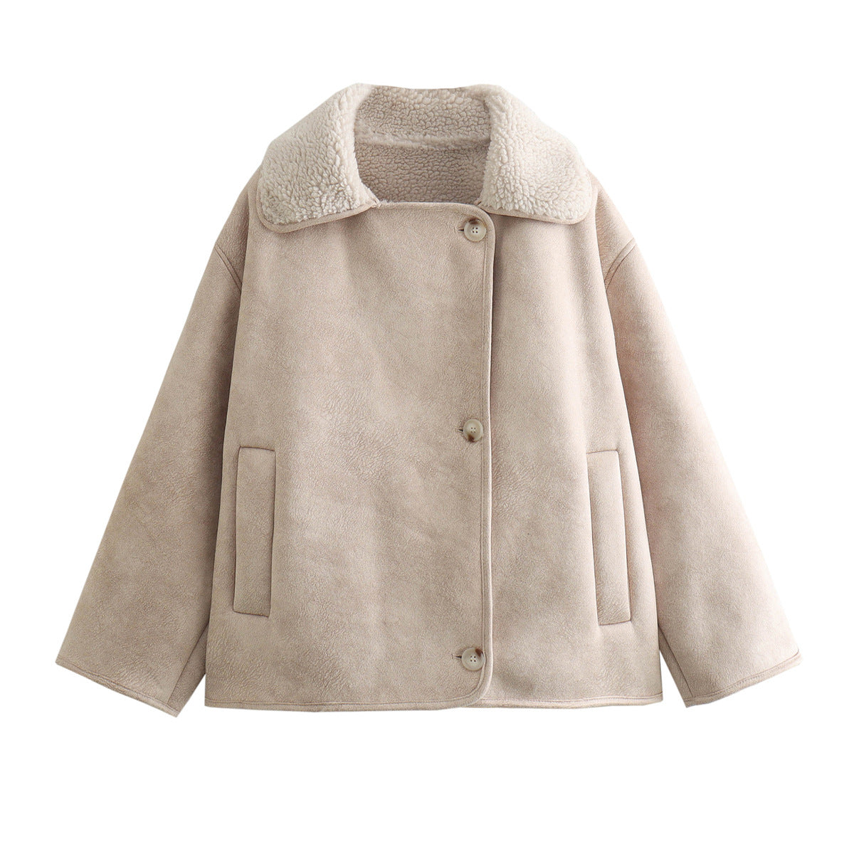 Za Cross-Border Women's Clothing Wholesale European and American Style Fashionable Versatile Suede Thickeneded Warm Jacket Autumn and Winter New Jacket Top