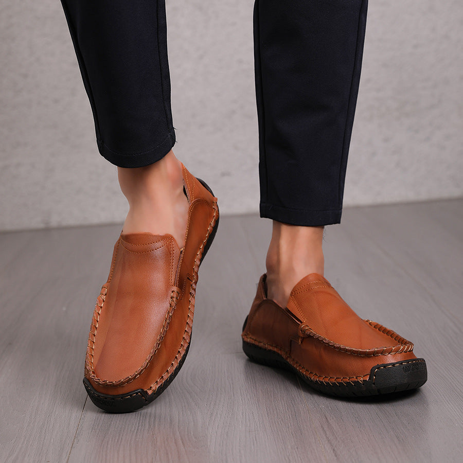 Large Size Loafers for Men, Leather Shoes with Wide Toe Box, Soft Sole, Soft Surface, Genuine Leather Slip-On Driving Shoes, Durable