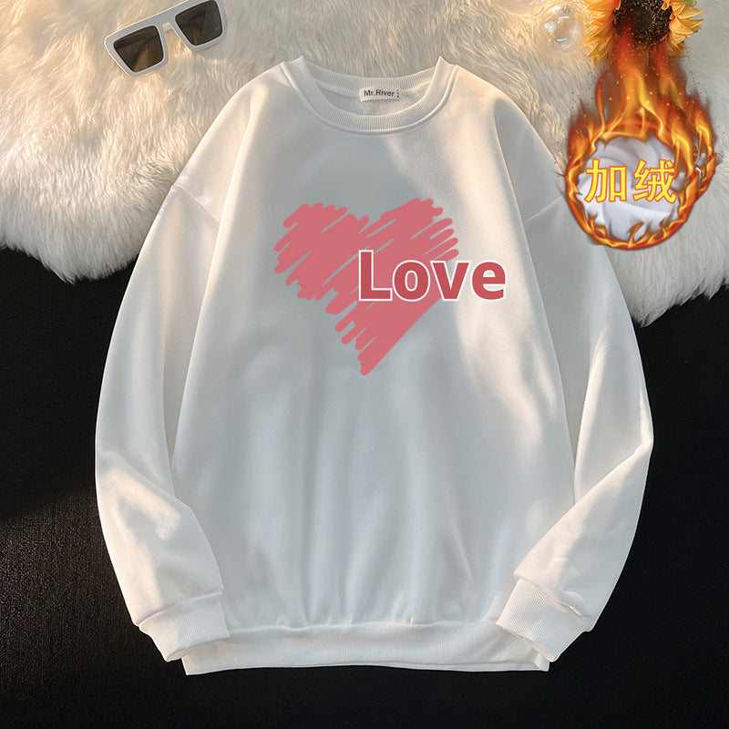 Sweater Men's New Spring and Autumn Men's Long-sleeved T-shirt Loose Turtleneck Crewneck Base Shirt Fashionable Printed Love for Youth