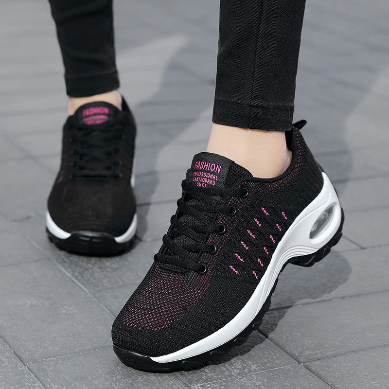 Casual Sports Shoes for Women, All-Season Mom Shoes, Dance Shoes, Air-Cushioned Wedge Heels, Thick-Soled Running Shoes, Export Large Size Women's Shoes