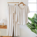Ruffled Pajamas for Women Summer Thin Modal Short-Sleeved Pants Casual with Chest Pads Can Be Worn Outside Home Clothes Set