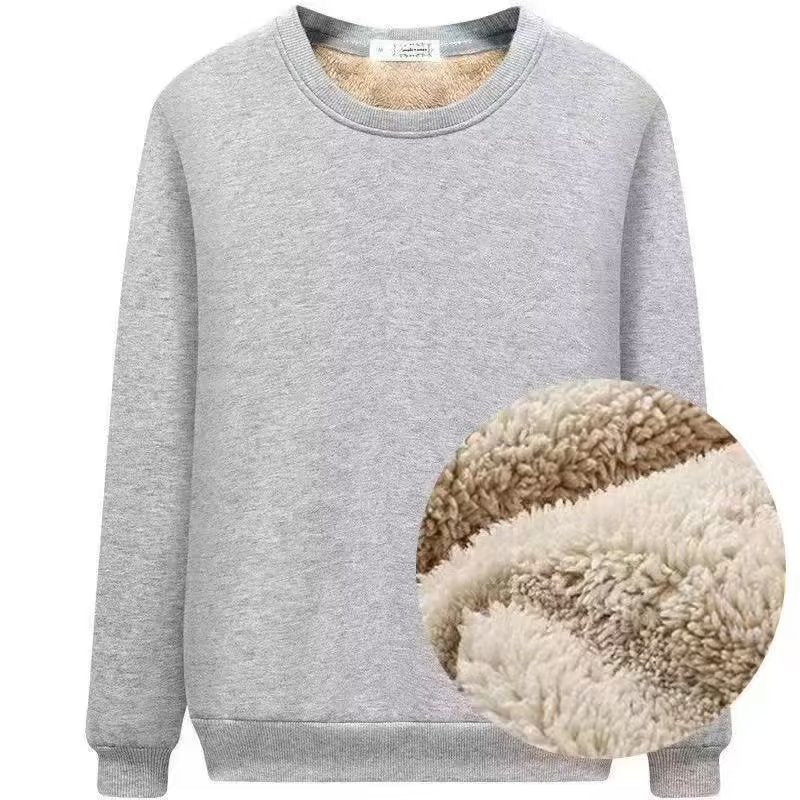 Autumn and Winter Velvet Thickeneded Sweatshirt Men's Lamb Velvet Round Neck Black Bottoming Loose Thermal Intimates Men's Top