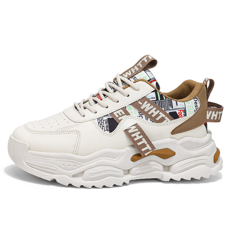Men's Shoes 2025 Summer Breathable Casual Running Sneakers Men's Youth Versatile Thick-Soled Street Dad Trendy Shoes