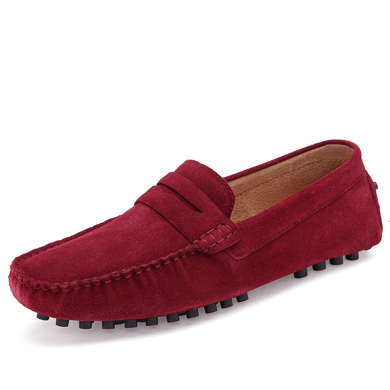 Large size cross-border live selling bean shoes men's leather frosted loafers one-step British men's casual shoes