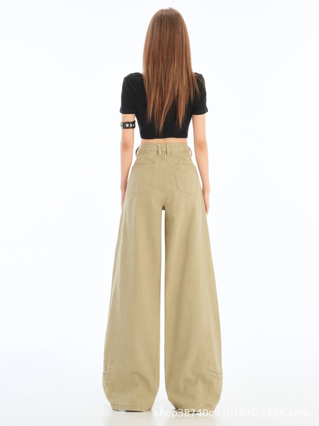 khaki Machete Tooling Jeans Women's 2025 New Spring High Waist Loose Sycamore Wide Leg Pants