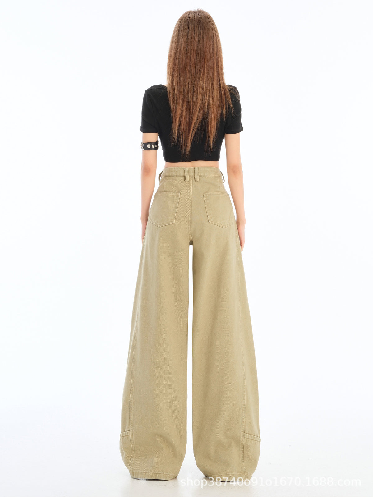 khaki Machete Tooling Jeans Women's 2025 New Spring High Waist Loose Sycamore Wide Leg Pants