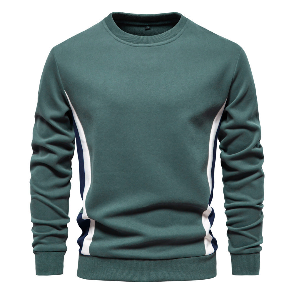 Autumn Sports Men's Long-Sleeved Men's New Splicing Casual Pullover Slim Sweatshirt Round Neck 2024 Cotton
