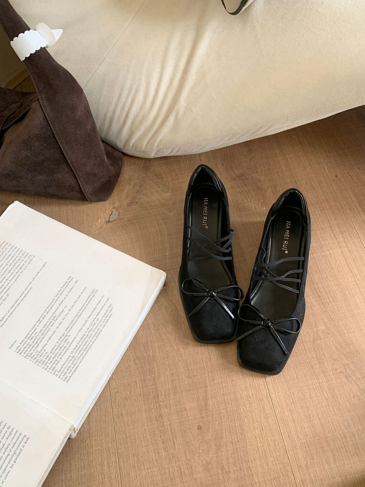 High Heels for Women 2025 New Spring and Autum Thick Heel Pig Mouth Flats French Square Toe Ballet Mary Jane Small Leather Shoes