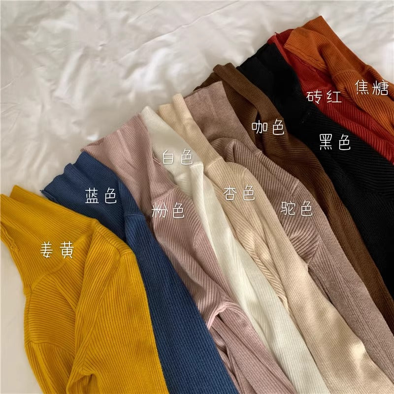 Western-style turtleneck black long-sleeved sweater women's autumn new slim-fit slimming inner sweater base shirt top