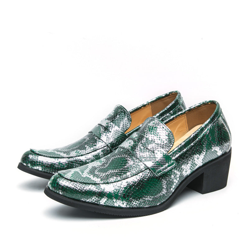 Men's Loafers Cross-border plus size New Style Leather Shoes Fashion Men's High Heeled Shoes Trendy Business Casual Leather Shoes