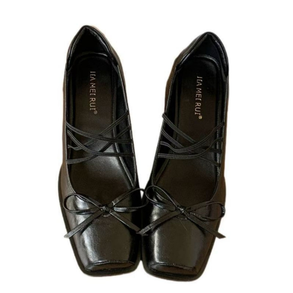 High Heels for Women 2025 New Spring and Autum Thick Heel Pig Mouth Flats French Square Toe Ballet Mary Jane Small Leather Shoes