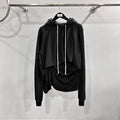 SUBHUMAN  Dark Autumn and Winter Irregular Pullover Design Shaped Hooded Knitwear Sweater Top