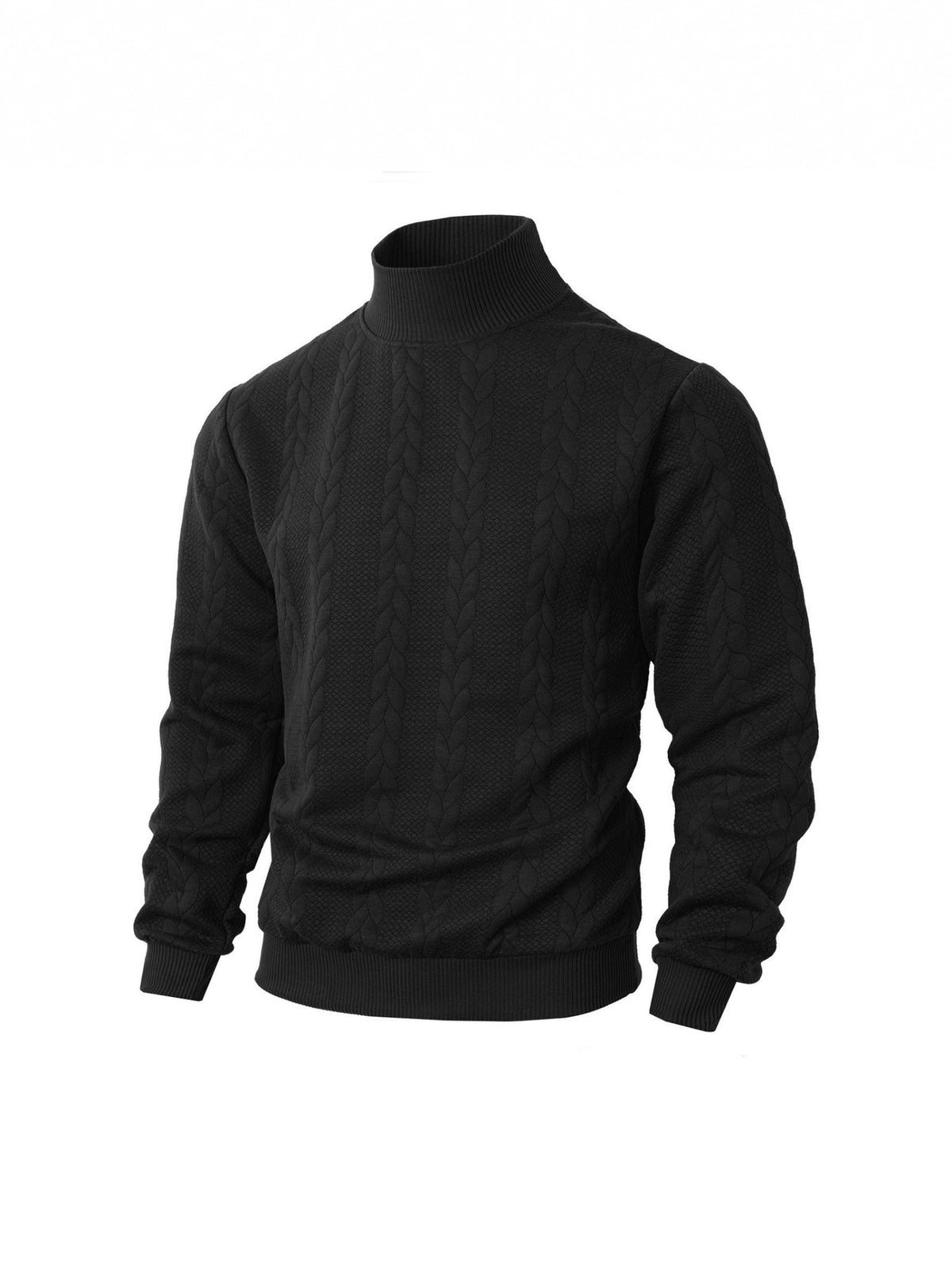 Cross-Border New Autumn and Winter Knitwears Pure Color Young Men's Fashion Jacquard Turtleneck Warm Wool Sweatshirts