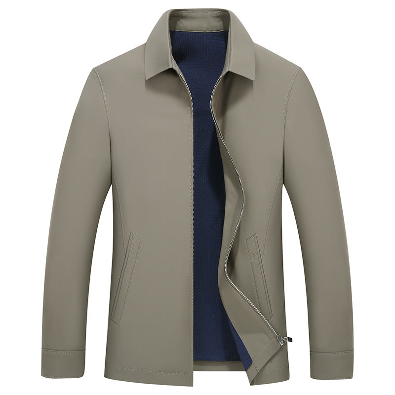 Jacket Coat Men's Autumn New Business Casual Loose Lap Upper Clothes for Middle-aged and Elderly Dad Men's Jacket