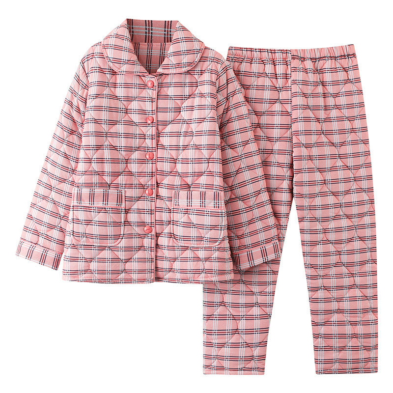 Sleeping beauty pajamas fall/winter women's cotton padded three-layer thick warm and cold-proof home clothes mother's day gift 08