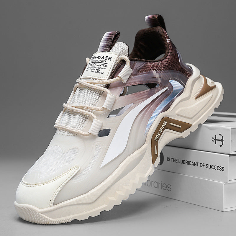 2025 New Summer Men's Sports Shoes for Students, Breathable Mesh Popular Mecha Hollow Frame Casual Sports Shoes