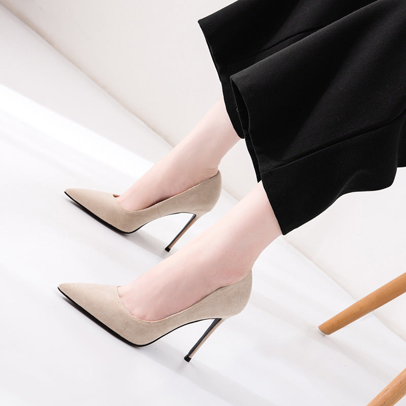 High Heels Women's 2021 New Black All-match French Style Fresh Thin-heel Sexy Mid-heel Professional Pointed Single-layer Shoes