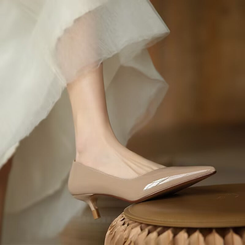 2025 Early Spring New Style Women's High Heels Women's Stiletto Pu Leather Pointed Toe Sexy French Girl Pumps Versatile