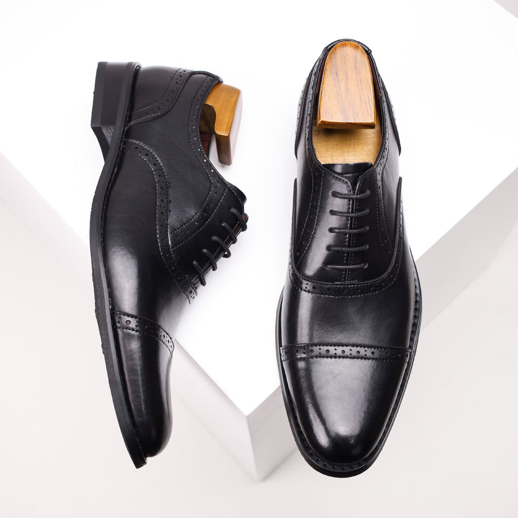 New Brogue Carved Men's Leather Shoes Men's Genuine Leather Business Shoes Casual Formal Wear Three-Joint British Business Style