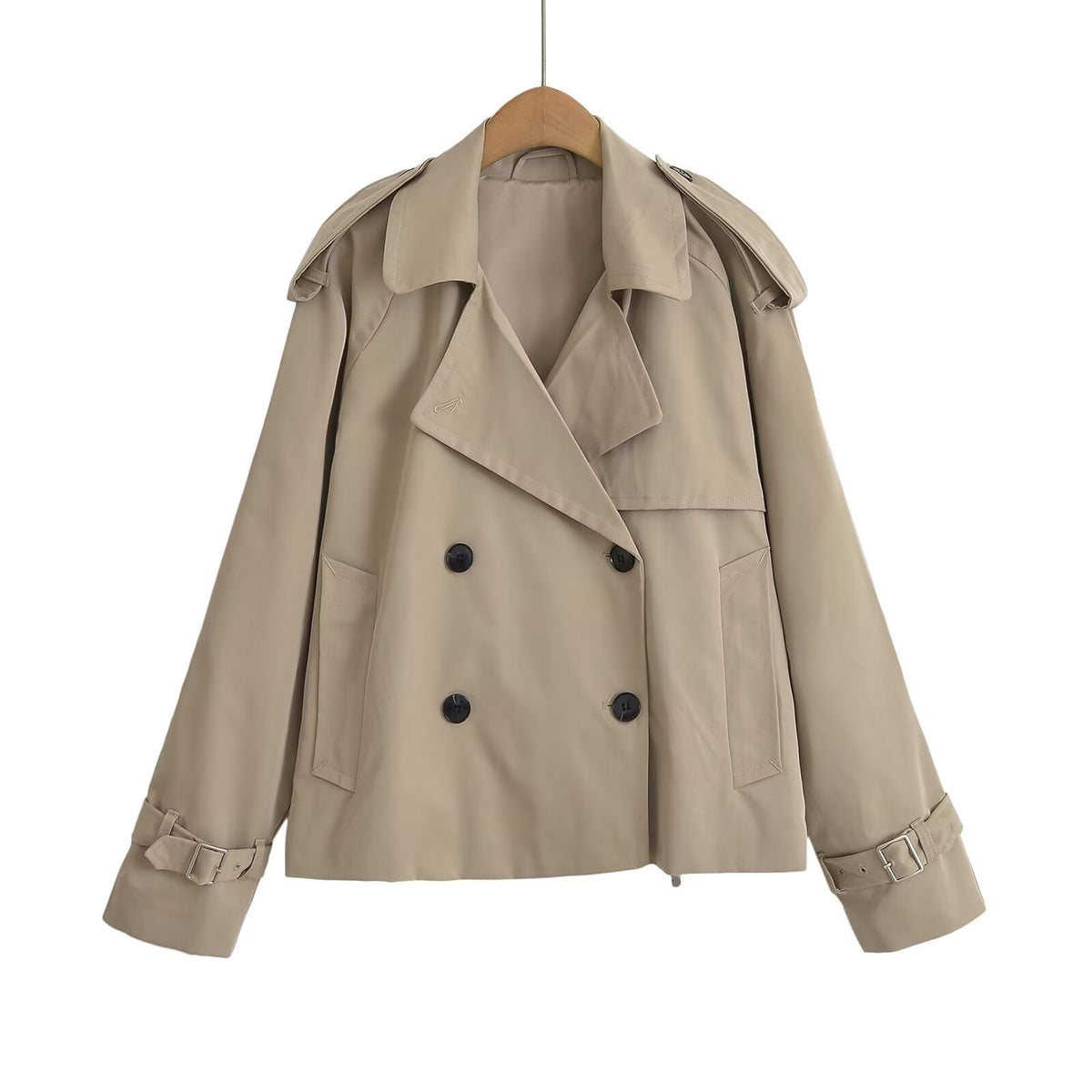 Za Cross-Border Women's Clothing Wholesale European and American Style Lapel Fashion Versatile Double-Breasted Short Windbreaker Jacket 0518248
