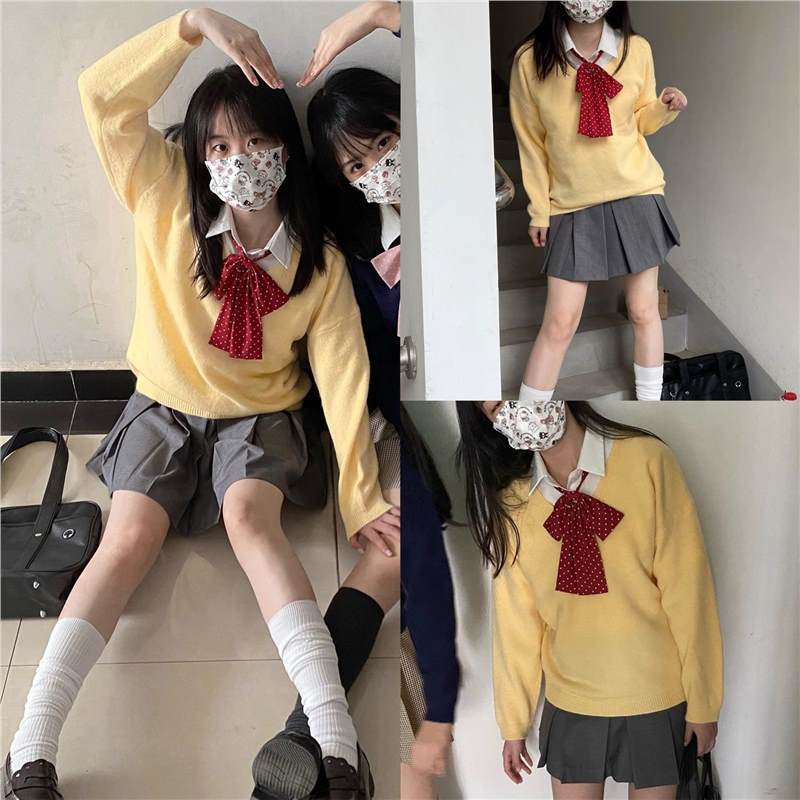 Sweater College Japanese Style JK Uniform Autumn and Winter New School Style All-match Pullover Knitted Long-sleeved Stacked Top for Women