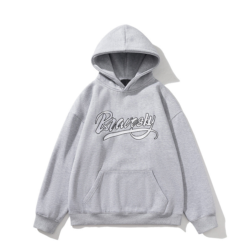 2026 National Trend Fleece-Lined Sweatshirt New Original Design with Embroidery, American Style Hooded Sweatshirt, Autumn and Winter Warm Jacket