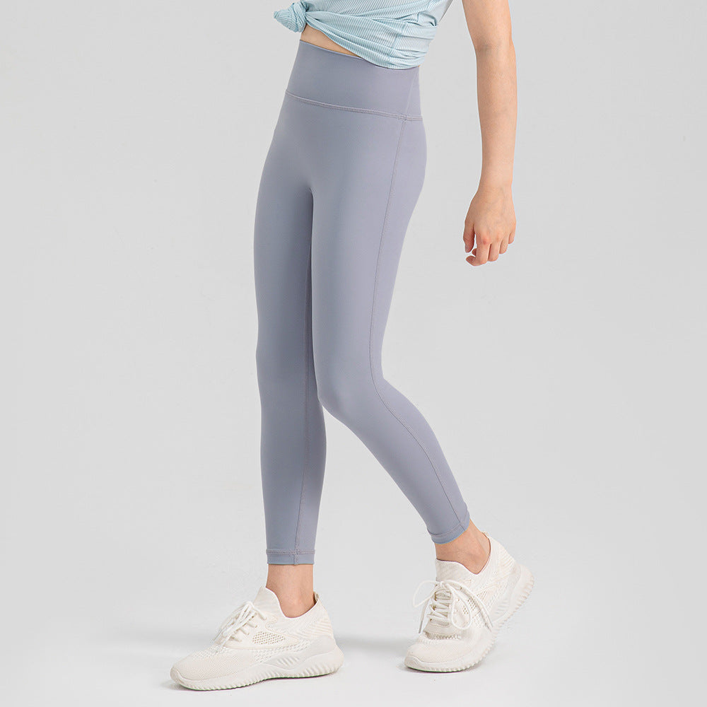 30D Spun Yarn Girls' Summer Light and Breathable Yoga Pants Without Embarrassing Lines, Soft and Skin-Friendly Kidsren's Tight Sports Pants
