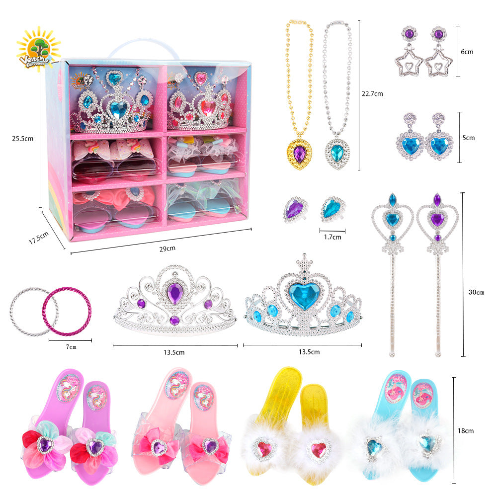 Cross-Border New Product Dress-Up Toy Ring Children's Girls' Set Princess Accessories Pretend Play High Heels Simulation