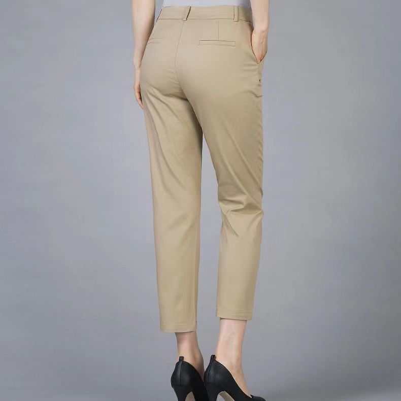 Khaki Jeans for Women 2025 Autumn and Winter Fleece-Lined High-Waisted Slimming Loose Plus-Size Straight Pants for Middle-Aged Moms