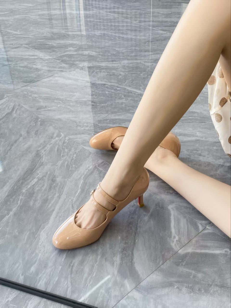 girls Style Solid Color Round Toe Double Buckle Thick Heel Super Migration Mary Jane High Heels Campus Style Girls