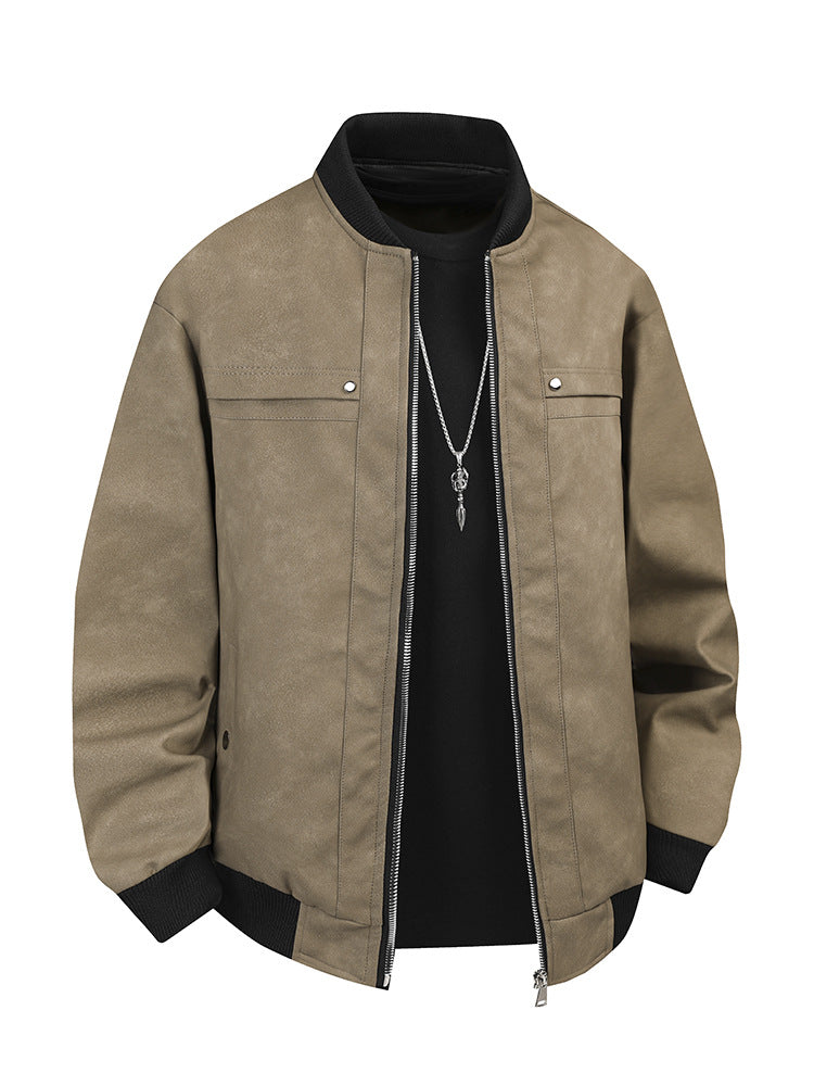[Cross Border] Leather Men's 2025 New Men's pu Leather Jacket Biker Jacket Leather Men