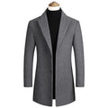 2025 Autumn and Winter Men's Mid-Length Pure Color Woolen Windbreaker European and American Casual Large Size Woolen Jacket Fashionable Men's Clothing