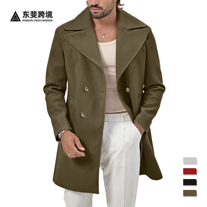 Cross-Border Independent Site Men's Trench Coat, New Spring and Autumn Men's Coat, Mid-Length Foreign Trade Amazon Casual Men's Jacket