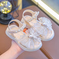 Girls' Sandals New Summer 2024 Children's Soft Sole Velcro Princess Shoes Bow Small Middle and Large Children's Girls Summer