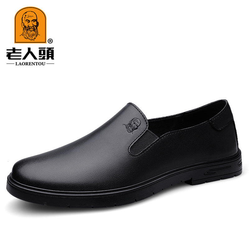 Men's Shoes for Old Men Loafers Shallow-top Legs Men's Casual Leather Shoes Men's Cowhide Breathable Soft Sole Slip-on Lazy