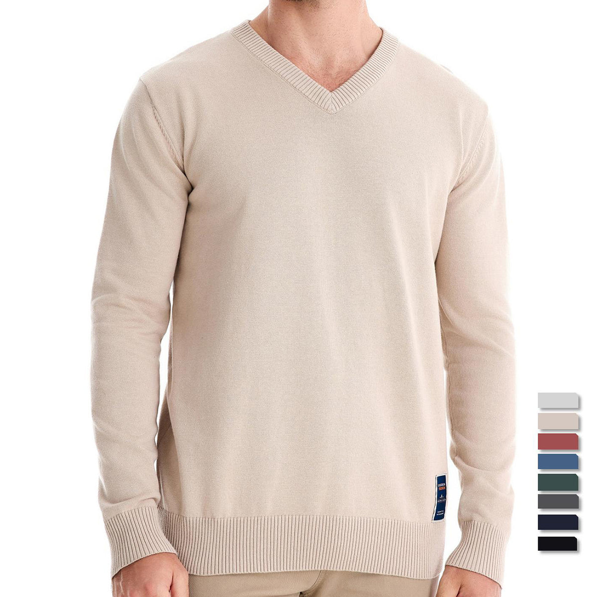 V-Neck 2024 Knitwear Pure Color Men's Knitwear Men's Cross-Border Black Cotton Knitwear Trendyy Autumn and Winter New Green