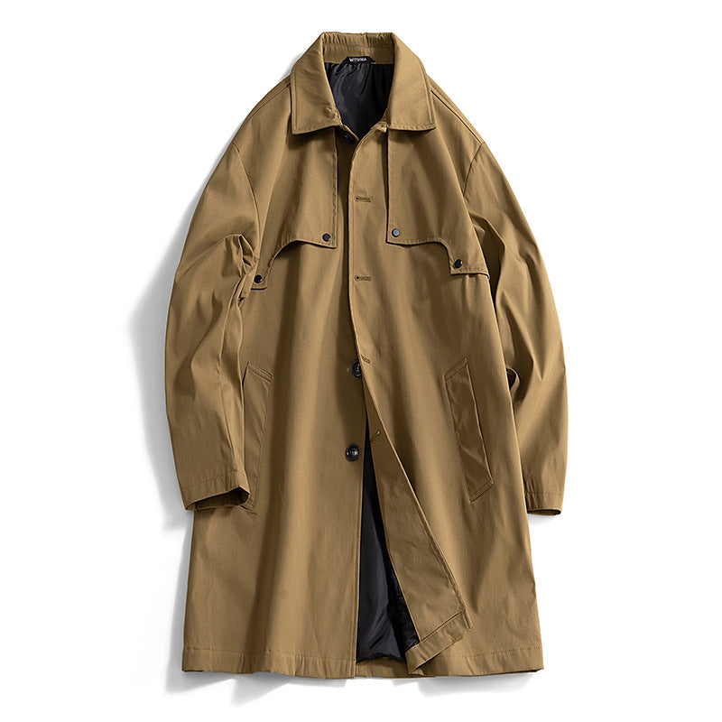 Men's Mid-length Balkan Lapel Coat Rivet Decorative Fashionable Coat Coat Everyday All-match British Style