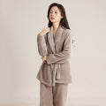 Couple's Autumn and Winter Thickened Pajamas with Green Fruit Collar, Simple and Luxurious Men's and Women's Cardigans, Double-Sided Velvet Warm Home Clothes Two-Piece Set