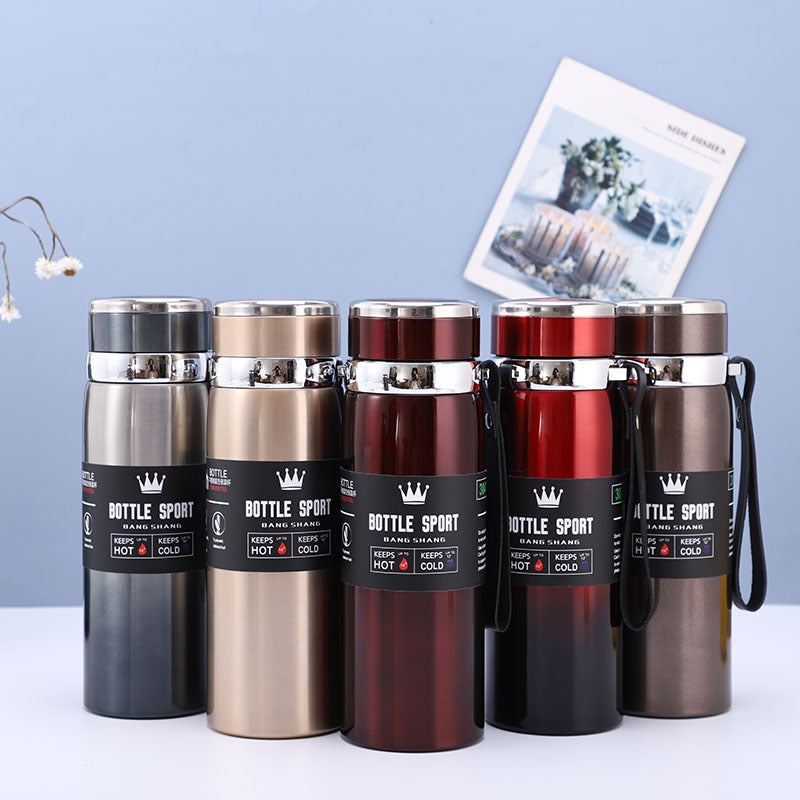 Large-Capacity Sling Pot 316 Stainless Steel Thermos Cup Outdoor Sports Rope Portable Travel Pot Car Water Cup