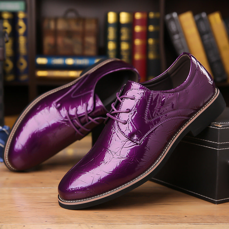 Cross-Border Men's Shoes Pointed Toe Lace-Up Multi-Color Wedding Business Party Banquet Office Formal Shoes Extra Large Size Leather Shoes