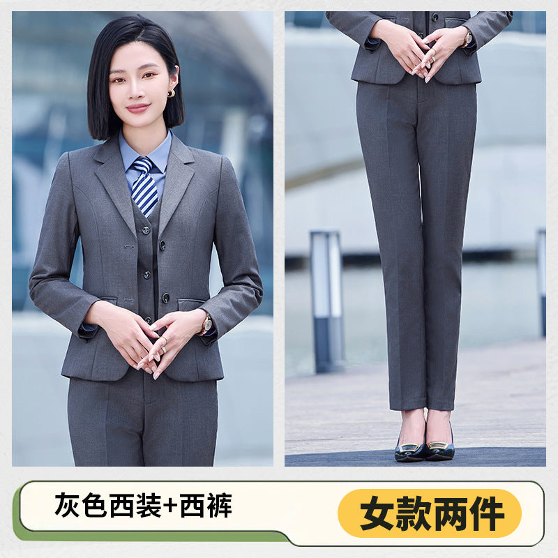 Autumn and Winter Thickened Men's Double-button Black Interview Business Dress Unisex Business Suit suit Three-piece Set