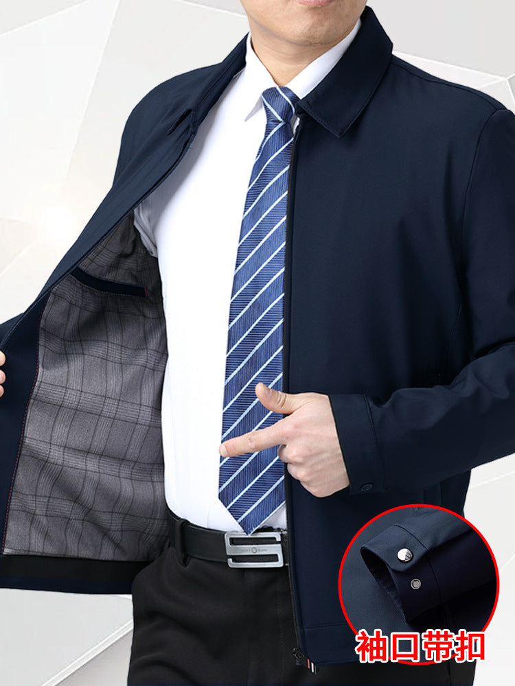 Men's Middle-Aged Jacket Casual Coat Spring and Autumn New Style Men's Dad's Clothing Top with Lapel Windproof